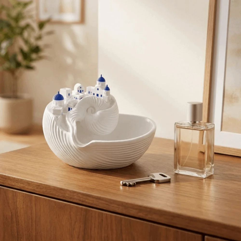 Creative 3D Printed Coastal Style Key Tray Conch Shell Shape Plastic Conch Shell Storage Box Decorative Trinket Tray Jewelry