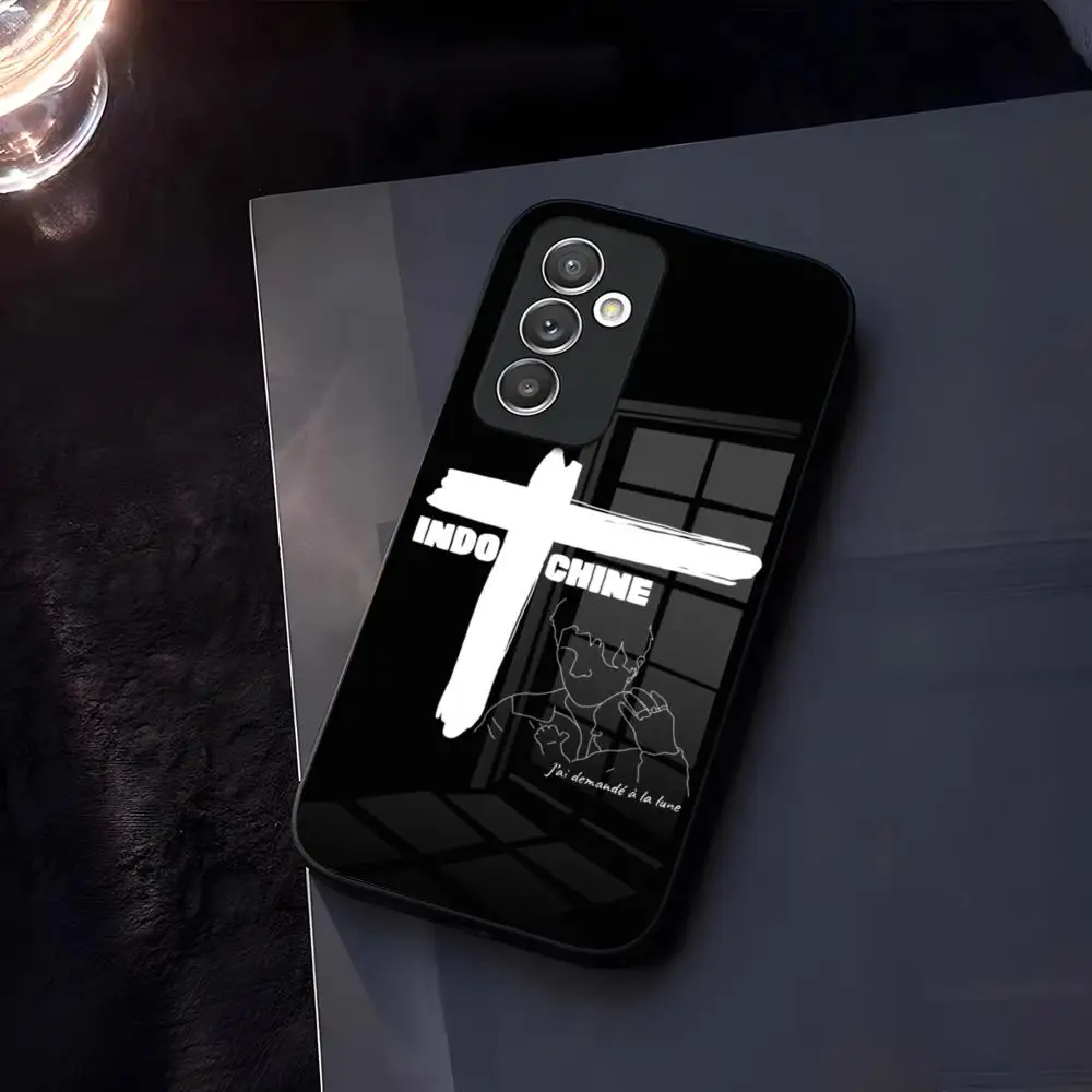 Best Of Indochine Band Phone Case Glass Back For Samsung A34 A14 A31 A12 A21 A52 A71 A20 A51 A40 A32 A72 A30 A54 Coque