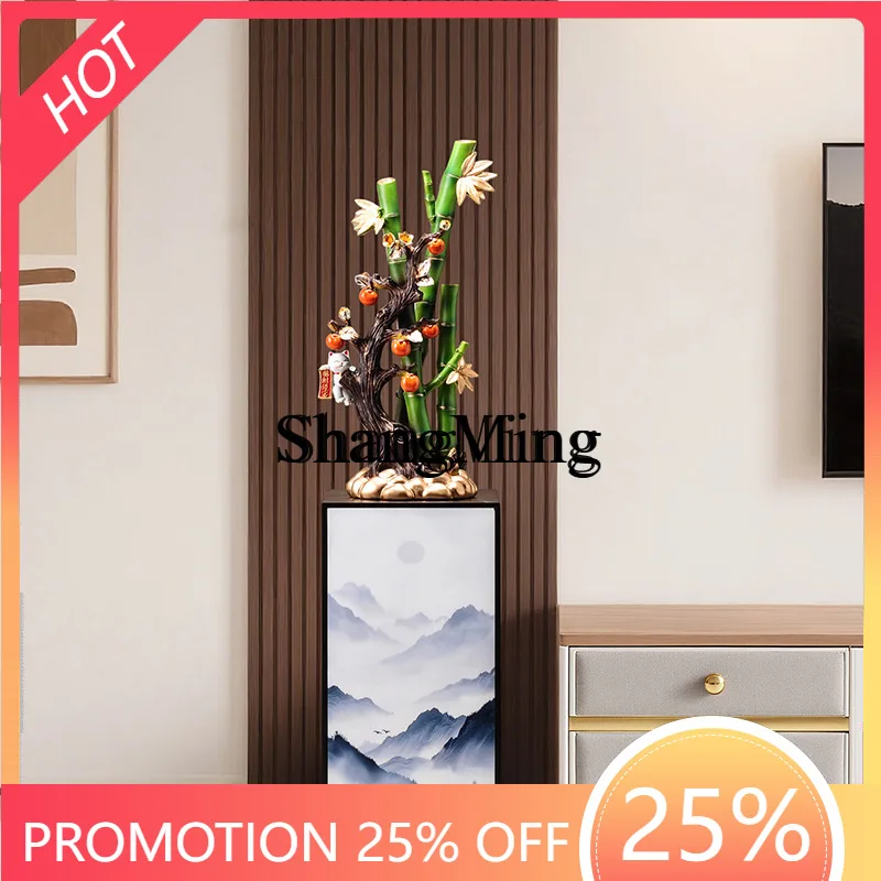 SM new rising wealth bamboo flower-to-ceiling ornaments living room TV cabinet decoration office