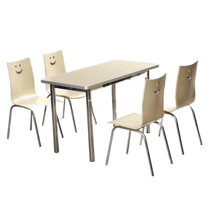 

Fast food tables and chairs, staff and students canteen restaurant four-person dining tables and chairs