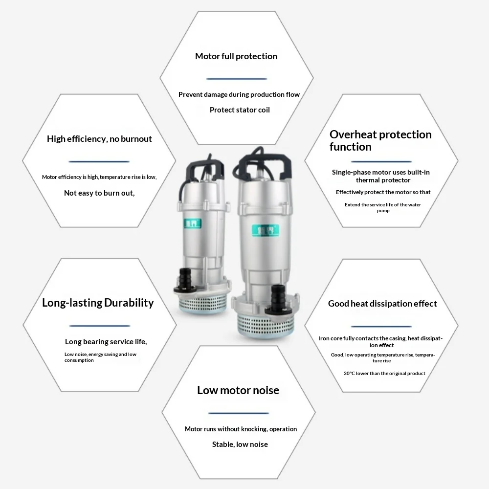 QDX Type 550W Submersible Water Pump 220V, High Head & Large Flow for Farm Irrigation and Home Use view 2