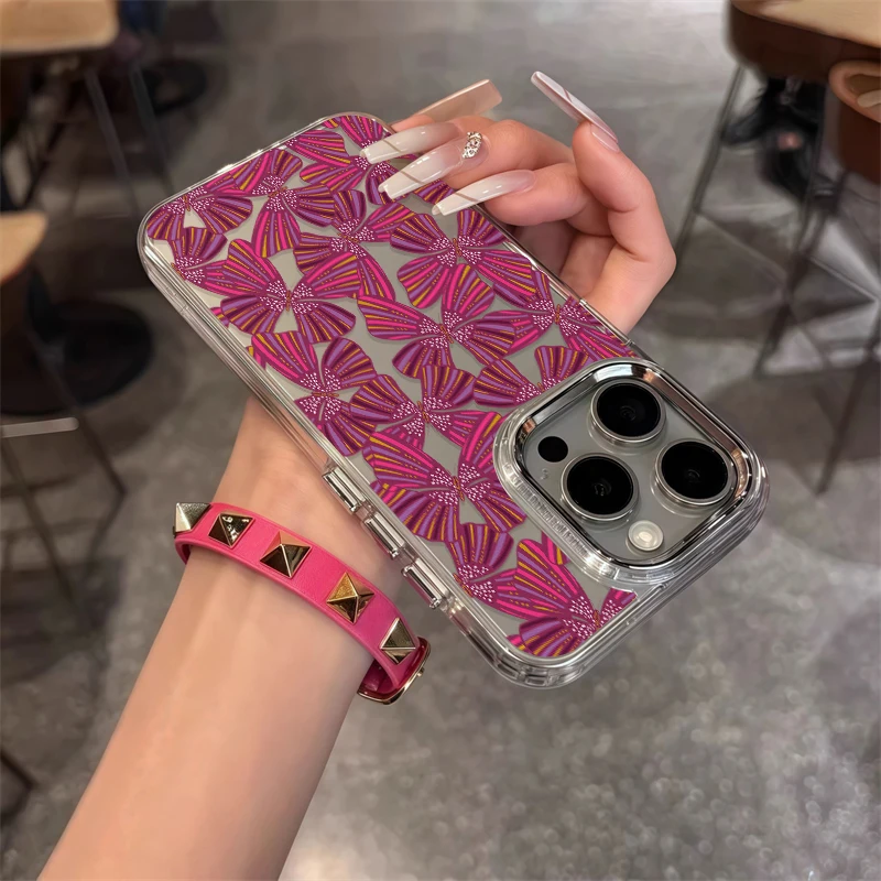 Для iPhone 17, 16, 15, 14, 13, 12, 11 Pro Max Чехол для телефона с бантиком и узором, силиконовый чехол для iPhone 7, 8 Plus XS XR X 16E Fundas