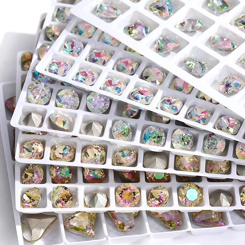 Crystal Pointback Crafts Stones Glue On Bags DIY Diamond Accessories K9 Glitter Colorful Glass Rhinestones Nails Art Decorations