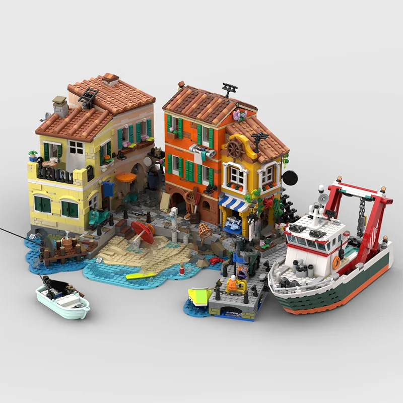 

НОВЫЙ 4468 шт., хит продаж, город, вид на улицу, итальянская модель острова гавани, сделай сам, творческие идеи, детская игрушка в сборе, головоломка, подарок MOC-21359