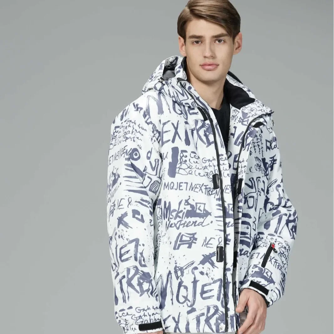 بدلة تزلج بلون كاكي عميق، لوح واحد، لوح مزدوج، تزلج سميك للتسمين في الهواء الطلق، وملابس رجالية موسعة