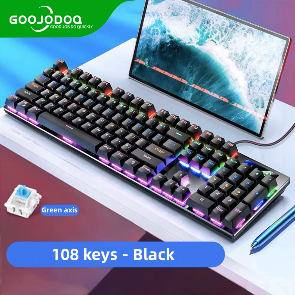 

RGB 104 Keys Mechanical Keyboard Backlit Wired Keyboard Durable ABS Keycaps/Spill-Resistant Gaming keyboar for PC Mac Xbox Gamer