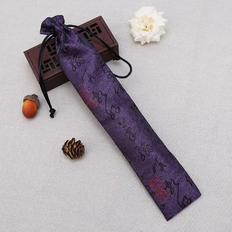 97QD Estilo caligrafía china Ventilador manos plegable Decorativo Bolsa soporte prueba polvo