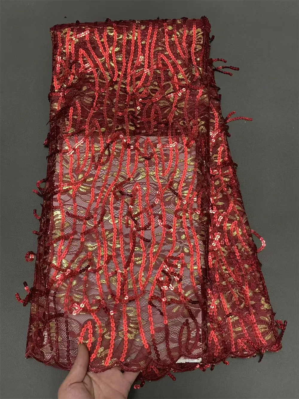 Nigerian Tulle with Sequins Embroidery, Lace Fabric, Beads, Sequins , Prom Dress, Sewing, High Quality, 2025, 5Yards Blue,H148-1