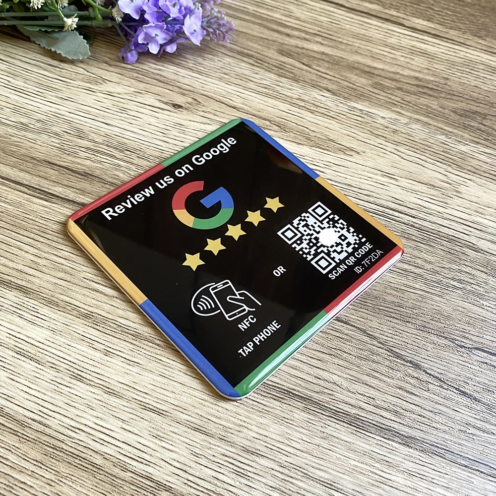 10X10cm QR Code NFC Google Review Plaque Tripadvisor Trustpilot Review Follow us on Facebook Instagram Plate