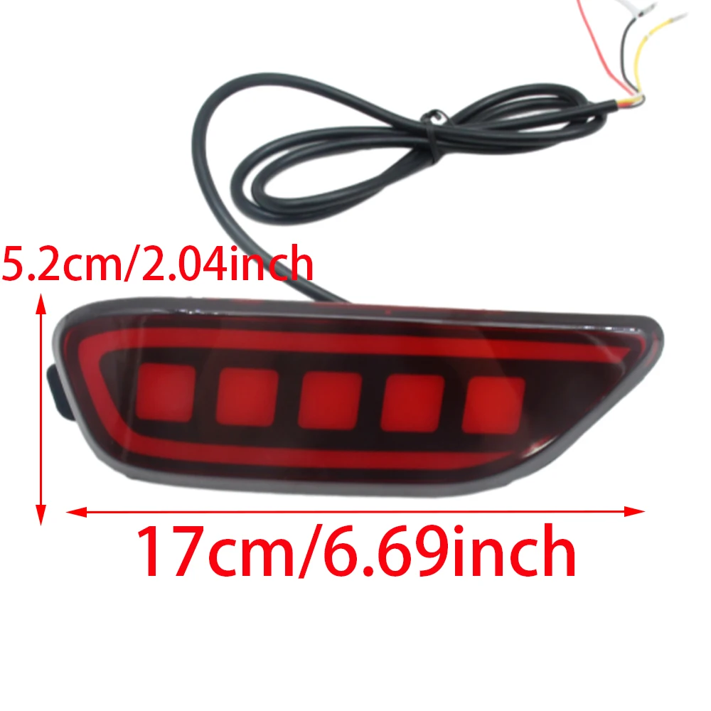 2Pcs LED Bumper Brake Tail Signal Lights For Chevrolet Captiva 2008-2014 17*5.2cm/6.69*2.04inch Red Housing Color Car Lamps