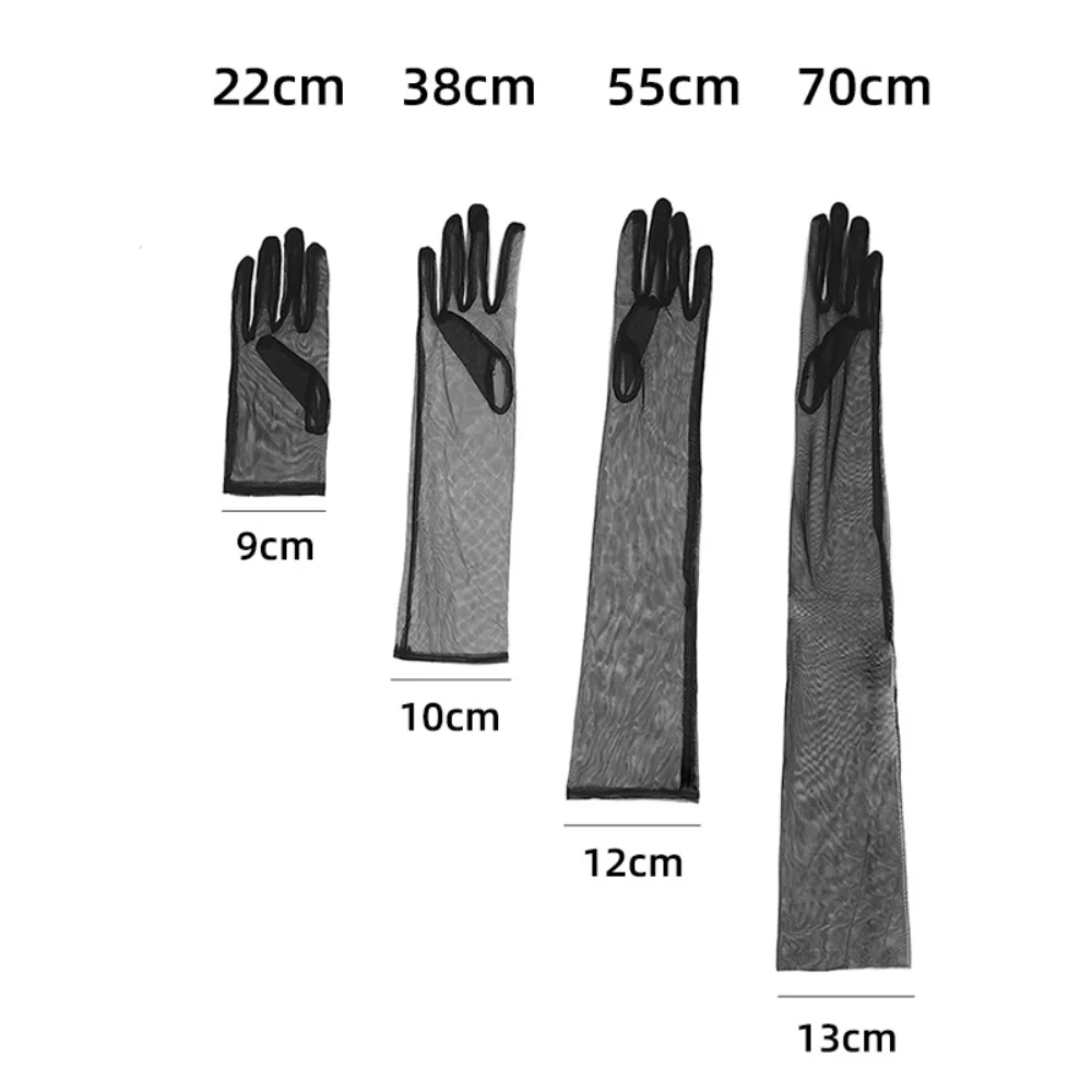 투명 운전 장갑, 통기성 쉬어 얇은 얇은 명주 그물, 블랙 거즈 자외선 차단 장갑, 운전 장갑