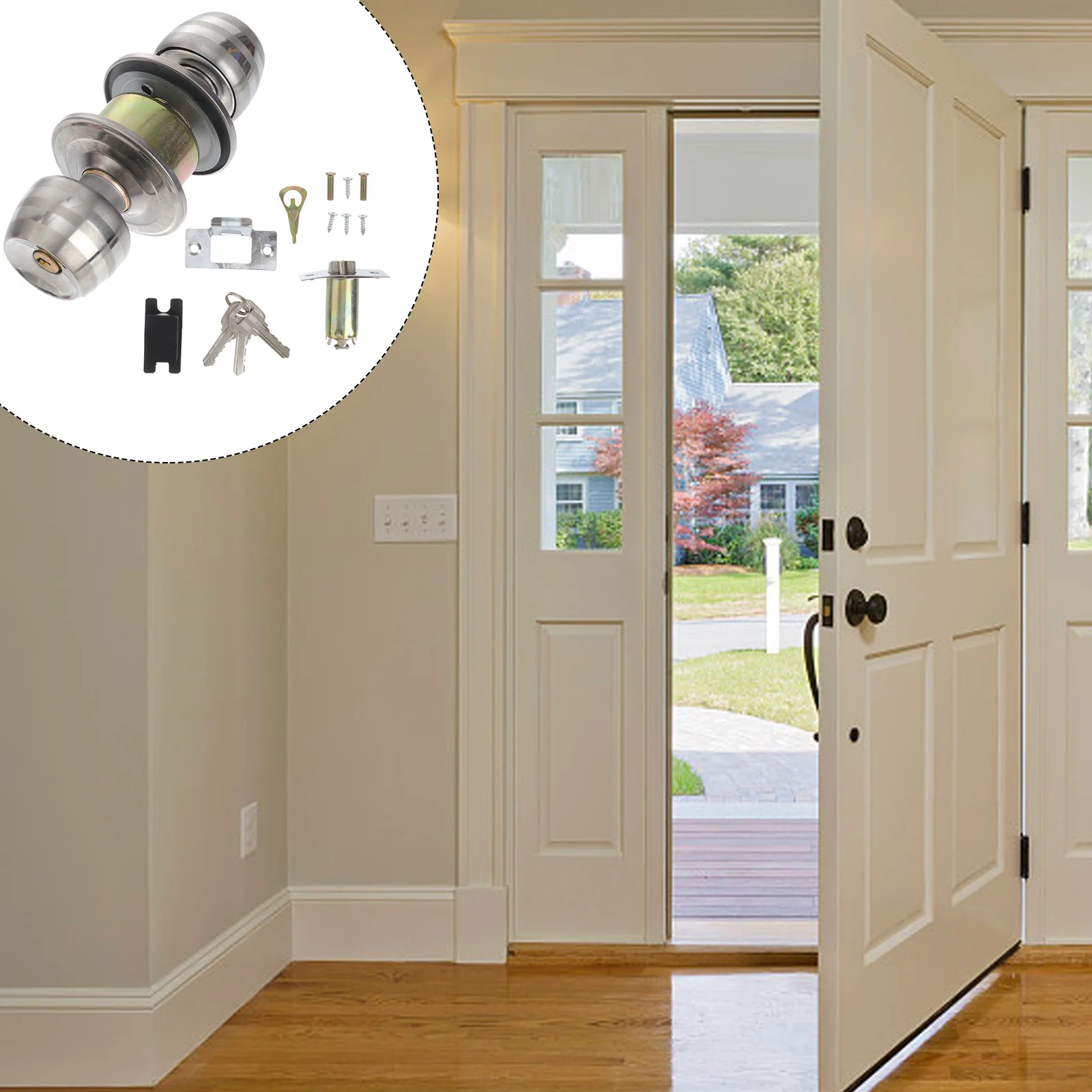 

Spherical Lock Room Door Stainless Steel Knob Durable Practical Long Lasting Use Home Bathroom Study Smooth Touch