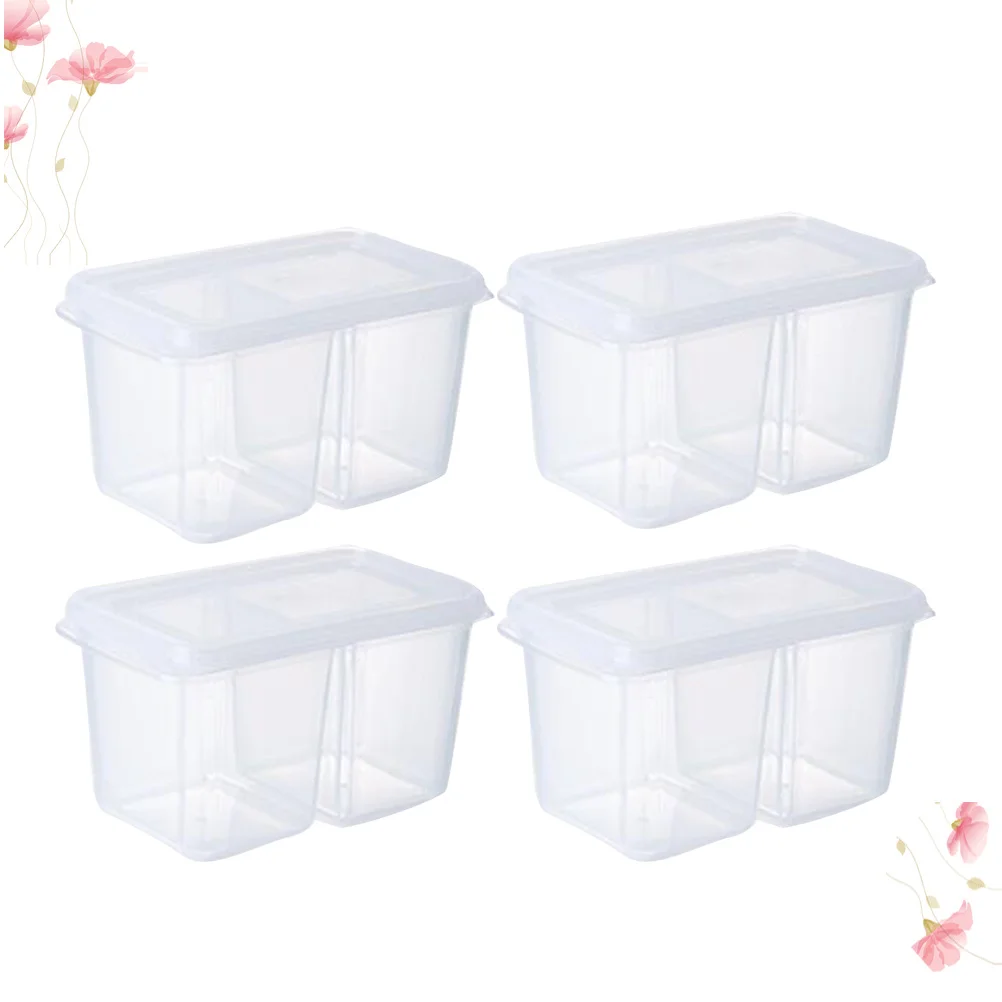 

4Pcs 2 Grids Onion Ginger Garlic Storage Box Double Layers Fresh Keeper Refrigerator Organizer Sauce Container Kitchen Mini