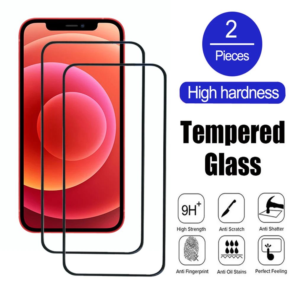 2Pcs Glass For iPhone 11 12 Pro Max 7 8 Plus Screen Protector For iPhone 12 Mini SE 2020 X XS XR Max Protective Tempered Film