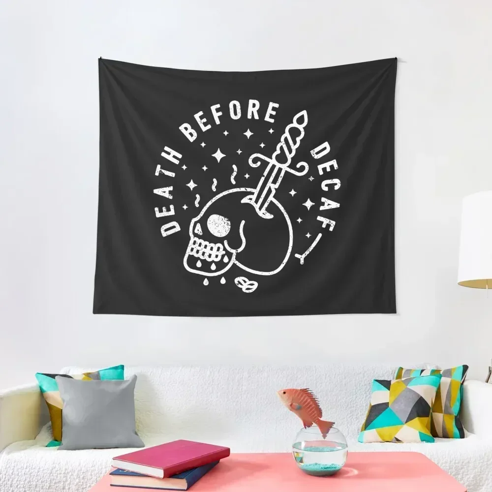 

Death Before Decaf Tapestry Wall Coverings Wallpaper Bedroom House Decor Tapestry