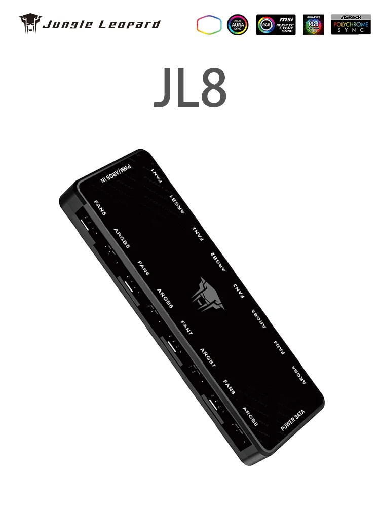 Hub ARGB PWM 8 Ports pour Ventilateurs – Séparateur Magnétique 2-en-1 (5V3PIN) – Jungle Leopard JL8