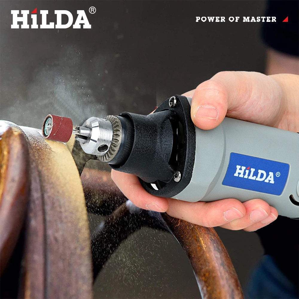 Narzędzie obrotowe HILDA 400W, 6-pozycyjne narzędzie do szlifowania, mini wiertarka, elektryczna szlifierka, elektronarzędzia, mini szlifierka z regulacją prędkości — zdjęcie 7