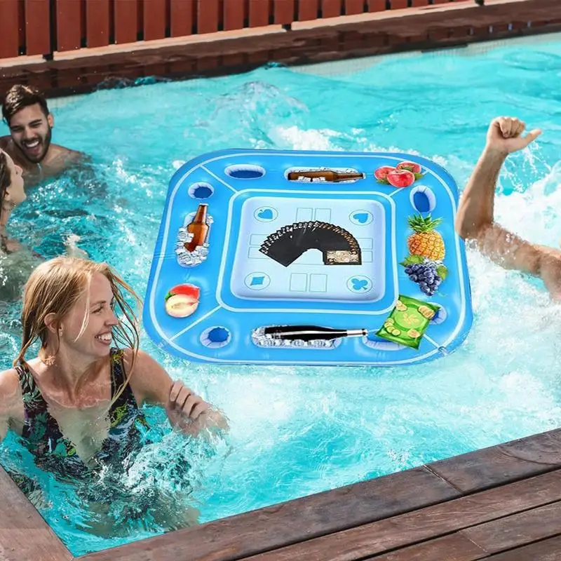 Mesa flotante inflable para comida y bebidas, soporte portátil divertido, escritorio flotante impermeable para niños, fiestas de verano al aire libre, vacaciones en la playa