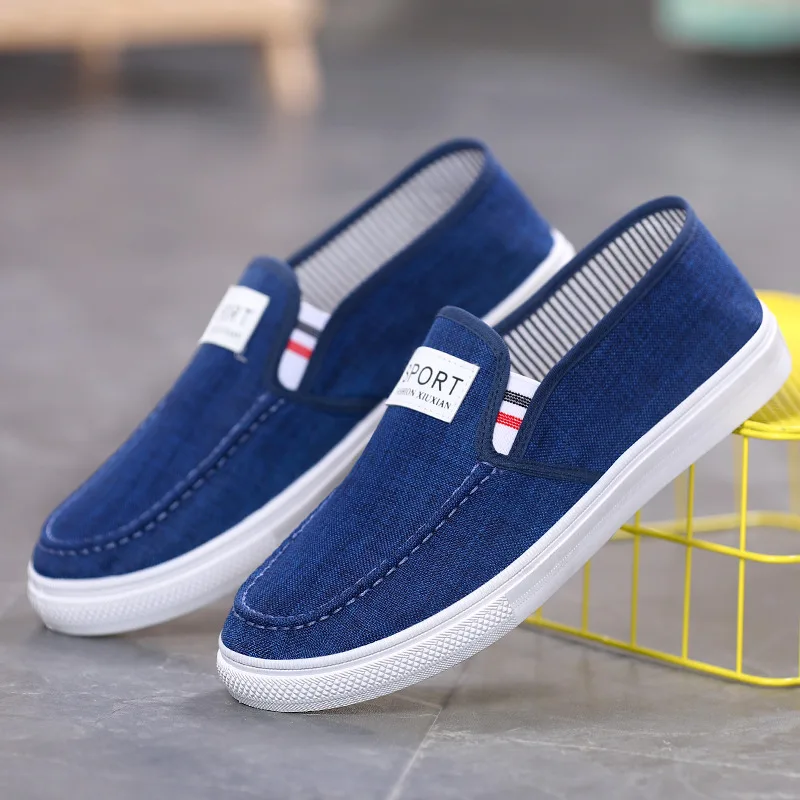 

Cheap Blue Mens Denim Loafers Slip On Low Cut Men’s Flat Shoes Classic Comfort Casual Shoes Man Driving Shoes chaussure hommes