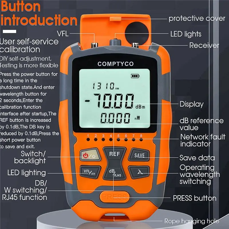 HOT  -M70 4 In1 Mini Optical Power Meter Visual Fault Locator Network Cable Test Optical Fiber Tester 10Mw -70DBm-+10DBm 【SPECIA