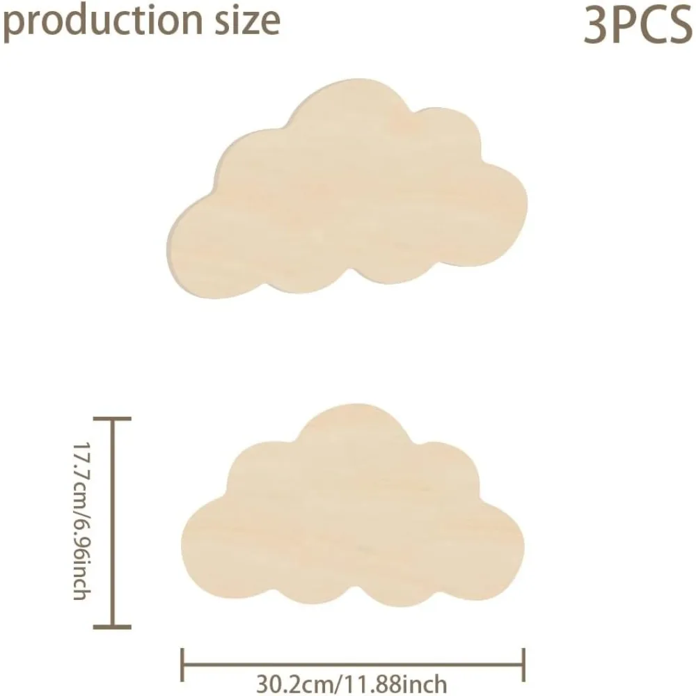 3 قطعة 118x69 بوصة سحابة الخشب القواطع لم تنته خشبية سحابة شكل انقطاع الخشب سحابة زخرفة شرائح DIY بها بنفسك مشروع الزفاف