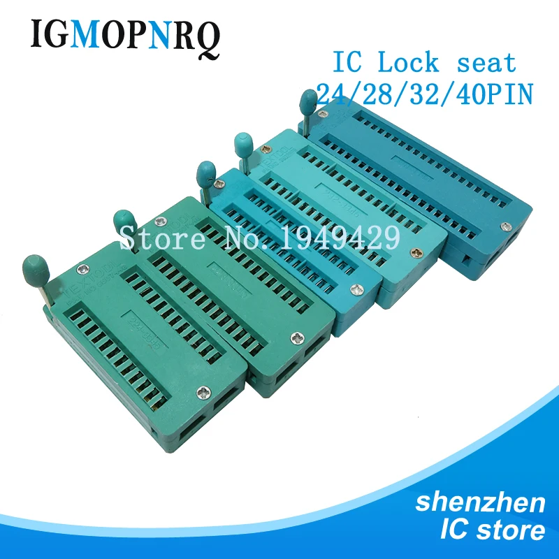 1pcs/lot 14 16 18 20 24 28 32 40 Pin 2.54MM Green DIP Universal ZIF IC Socket Test Solder Type IC lock seat zif socket