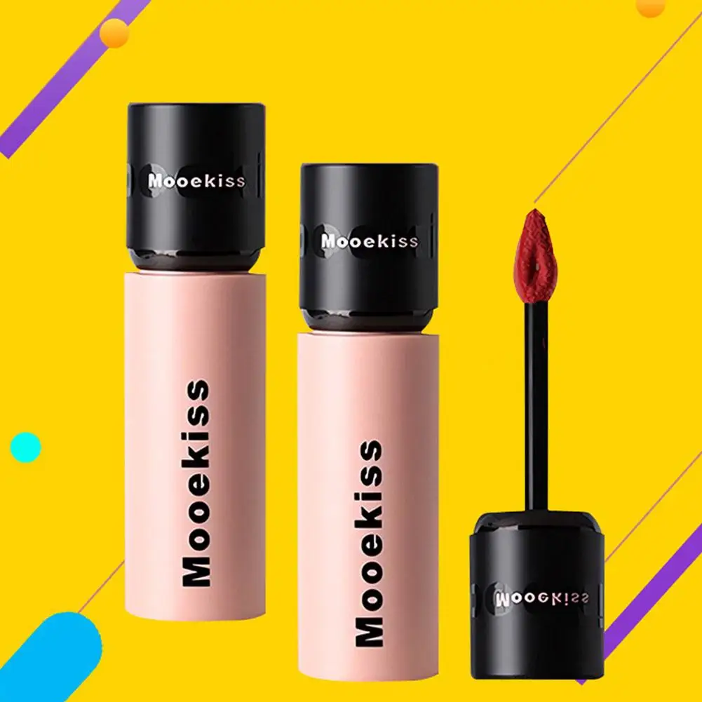 أحمر شفاه Mooekiss Velvet غير لامع ناعم للضباب، طين شفاه، خافي عيوب يدوم طويلاً، غير لاصق، ملمع شفاه بني كستنائي