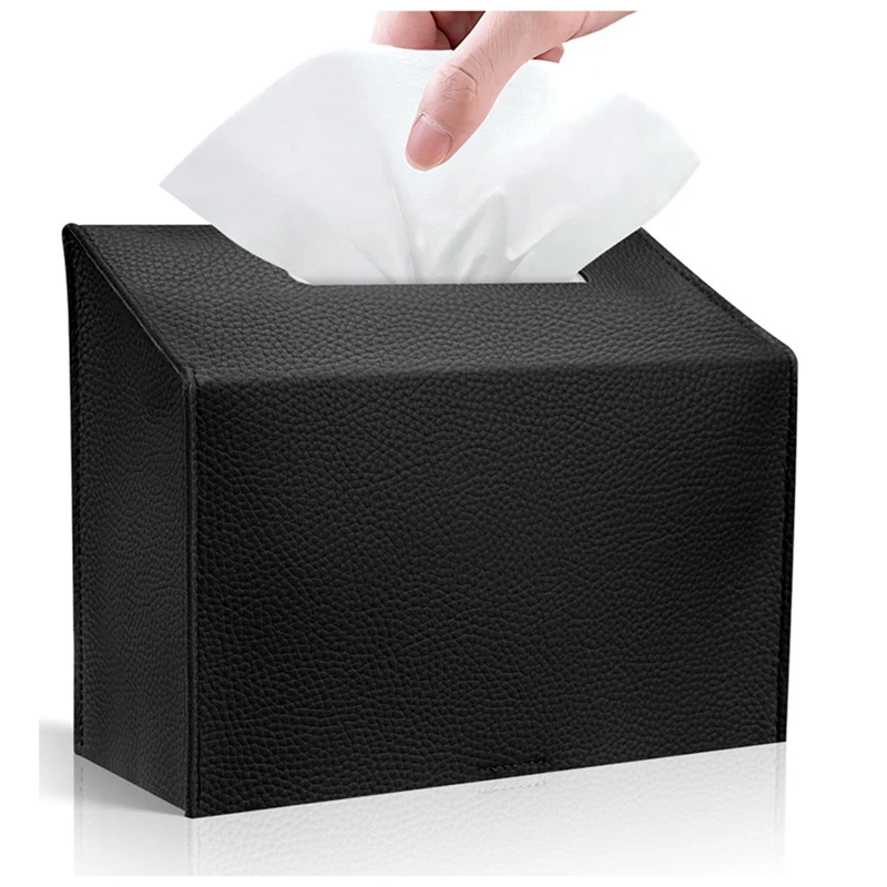 TKOH-Tissue Box Cover Holder Compatible With Paper Hand Towels,Leather Paper Towel Dispenser For Tabletop,Bathroom,Car,Office