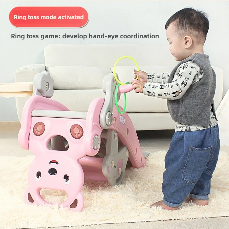 2025 حصان هزاز بلاستيكي داخلي جديد للأطفال والرضع، لعبة منزلق 2 في 1 قابلة للفصل، شريحة حصان هزاز