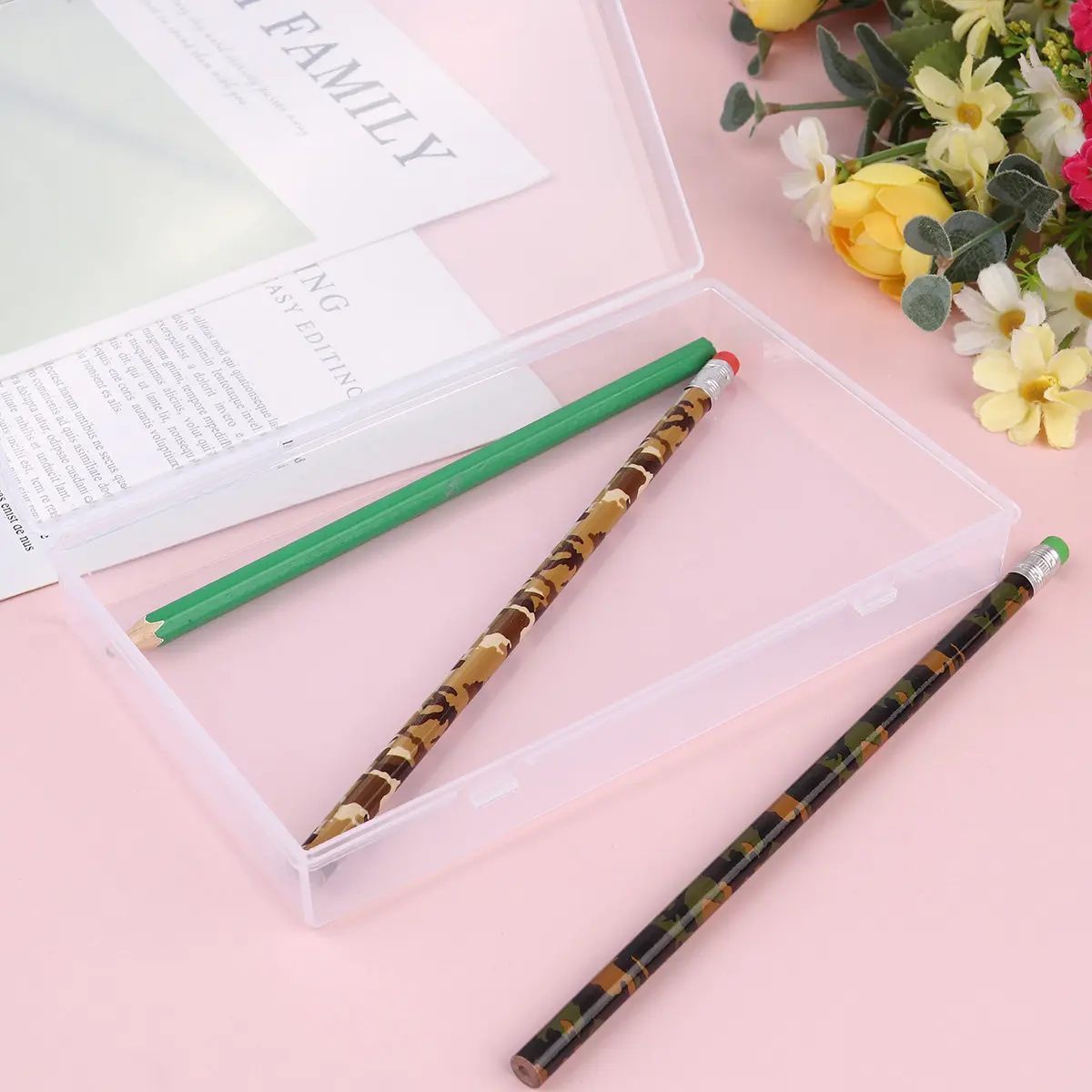 4Pcs Plastic Multifunctional Clear Container Plastic Pencil Storage Box For Desk Organizer For Office For Students