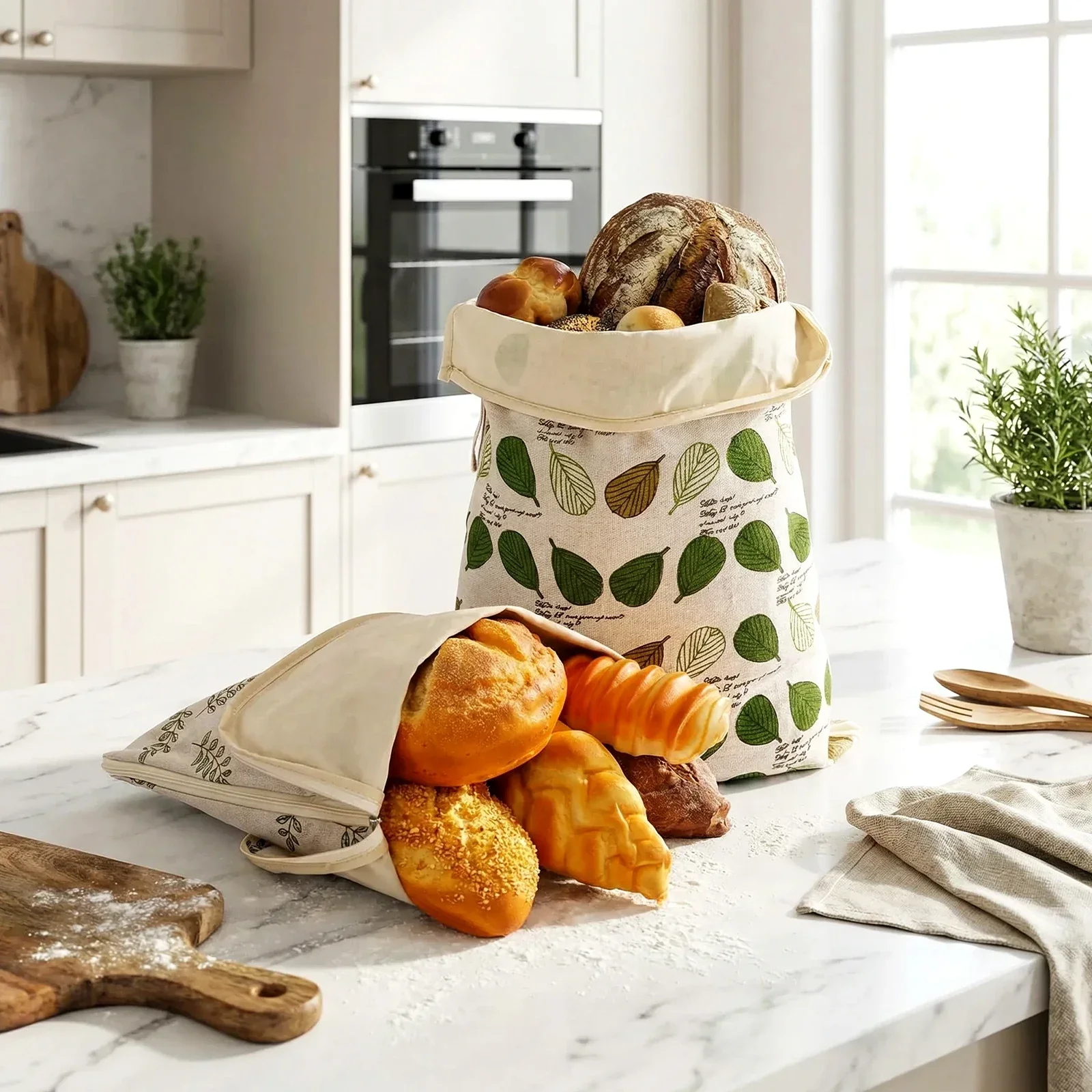 2Pcs Beeswax Linen Bread Bags Reusable Food-grade Sandwich Bag Fresh Keeping Bread Bag For Homemade Sourdough Bread Bags