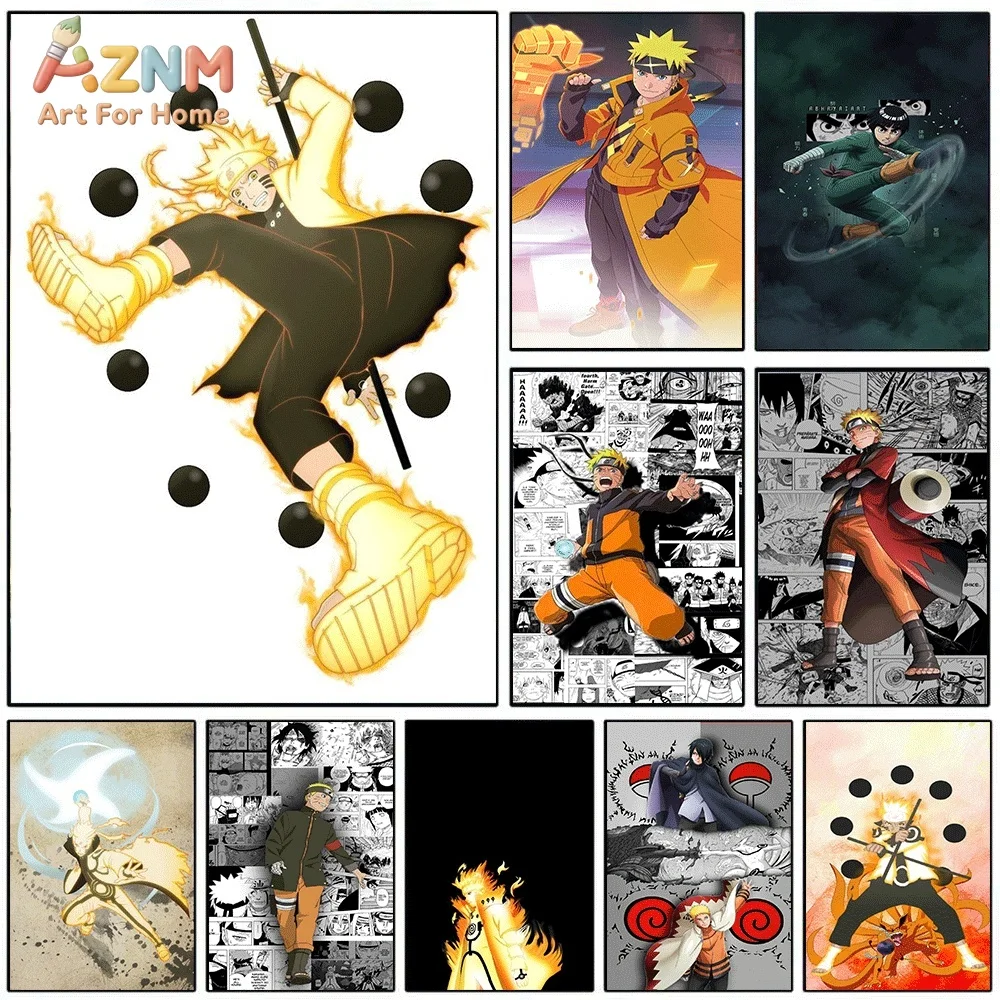 Naruto Uzumaki Six Paths Chakra Mode Manga Panel Anime Canvas Wall Art Print Poster Unframed Canvas Painting Home Bedroom Wall