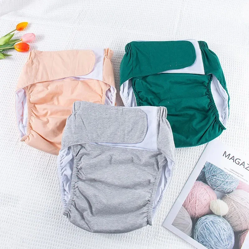 Washable Reusable TPU Adult Cloth Diaper Adjustable Magic Tape Incontinence Underwear Waterproof Leakproof Elderly Care Briefs