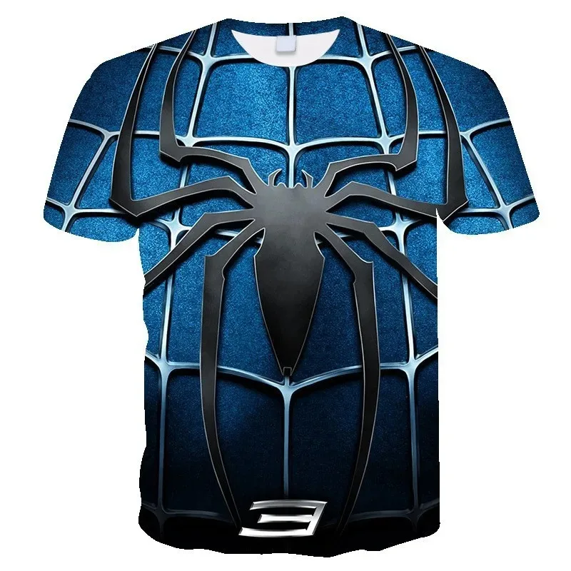 

New Summer 3D Spider Man Battle Suit Printed Tops Tees Boys T-shirt Cartoon O-Neck Children Clothing Boys Fashion Streetwear