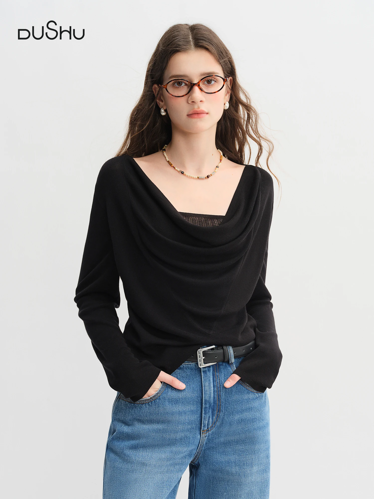 DUSHU Lyocell Tencel утягивающий свитер, осень 2022