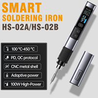 FNIRSI HS-02 Adjustable Temperature Soldering Iron DC 20V 100-450℃ Welding Solder Rework Station PD 100W Portable Repair Tool