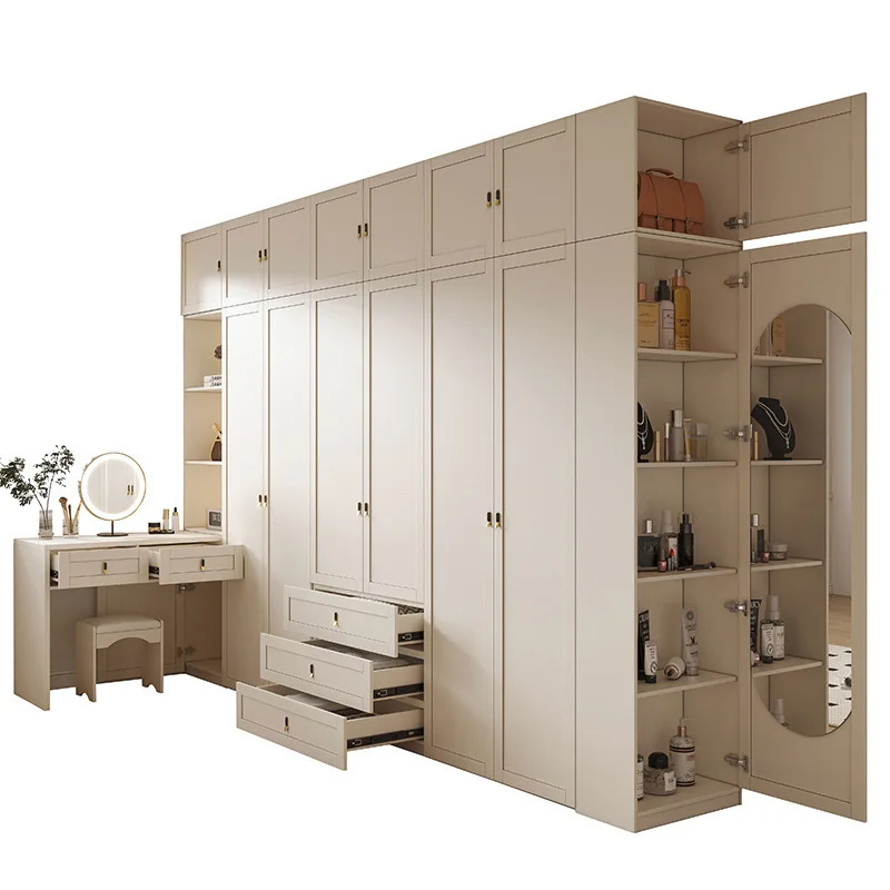 Современный простой письменный стол во французском кремовом стиле, встроенный большой шкаф для бытовой спальни Современный простой письменный стол во французском кремовом стиле, встроенный большой шкаф для бытовой спальни