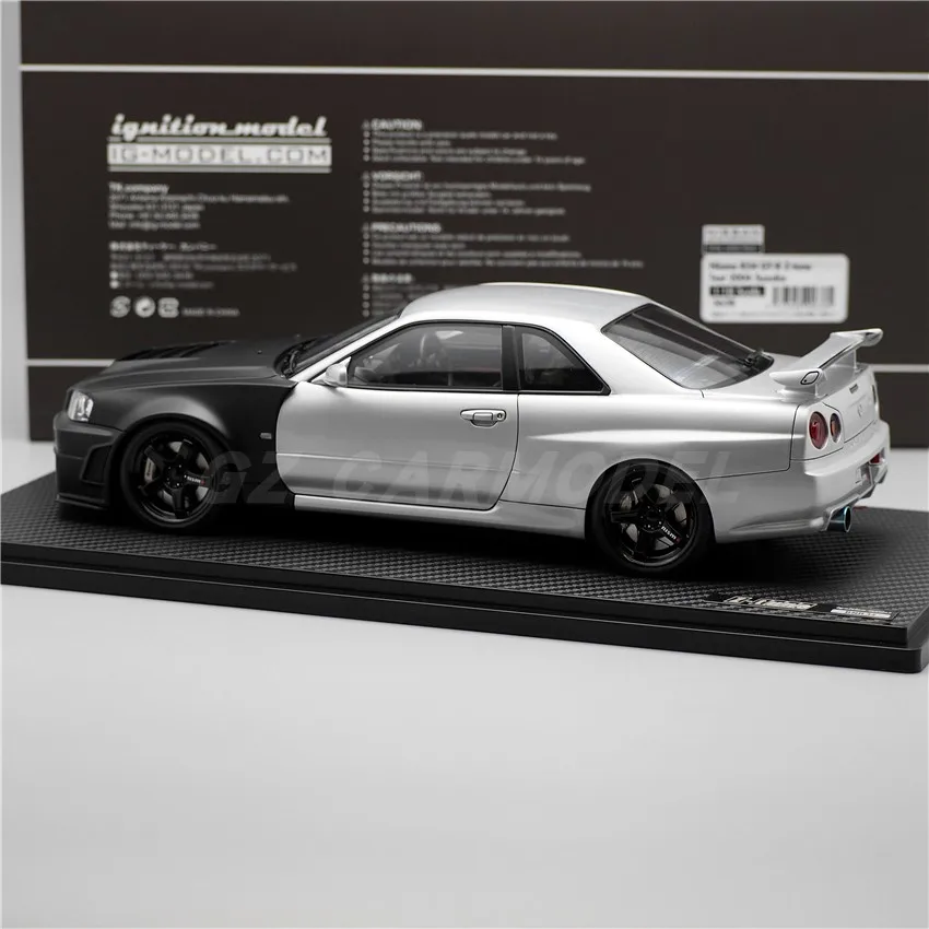 IG 1:18 Nismo R34 GTR Z-tune JDM Simulation Limited Edition Resin Metal Static Car Model Toy Gift