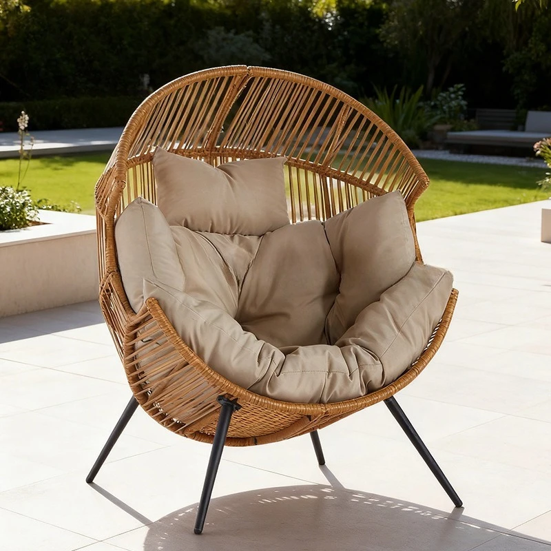 Outdoor Balcony Outdoor Lounge Chair Creative Floor Yellow Flat Rattan Furniture Lazy Chair