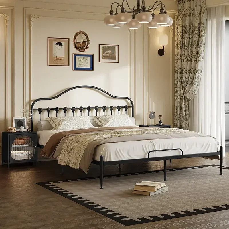 Household minimalist single bed black metal elegant designer bed frame thickened durable muebles de dormitorio bedroom furniture
