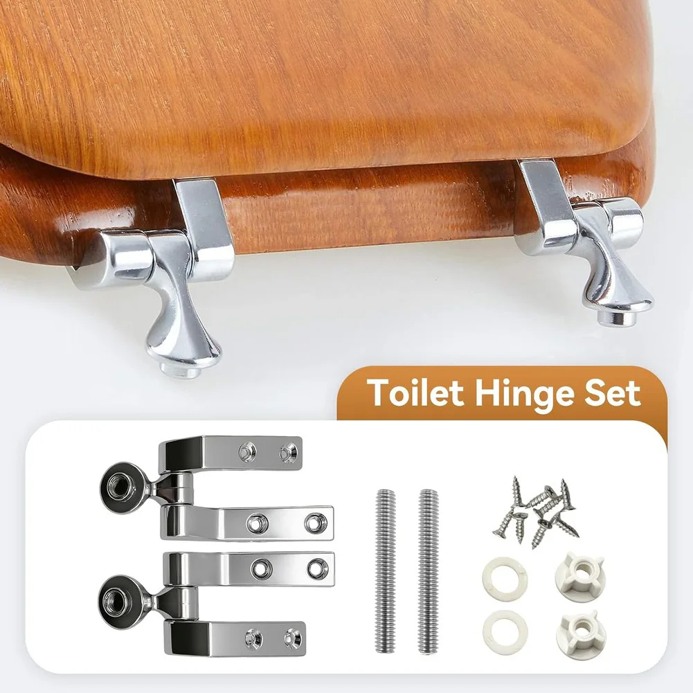 

2025 Toilet Seat Hinges Replacement Chrome-Plated Metal Hinges With Bolts Screws Nut Replacement Part Sturdy Hinge 1 Set MFH02）