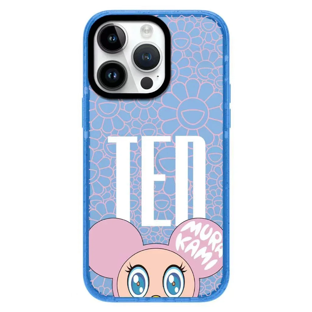 Cartoon Mouse 2.0 Acrylic Blue Border iPhone 12 13 14 15 16 Pro Max Protective Case, Fits iPhone 16 Pro Max