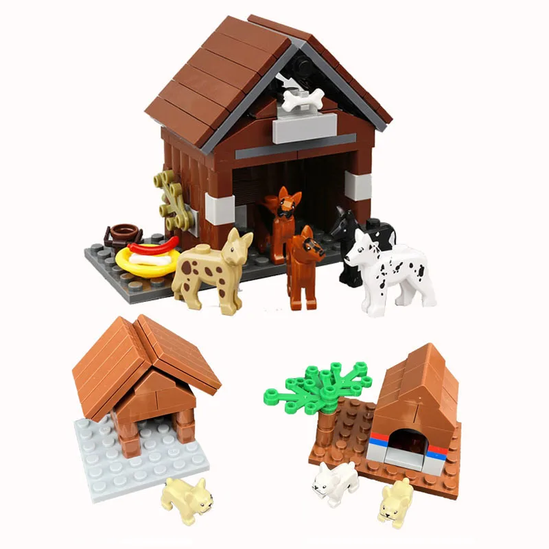 

Конструктор MOC Kennel, деревянный домик «сделай сам», Аксессуары для мини-собак