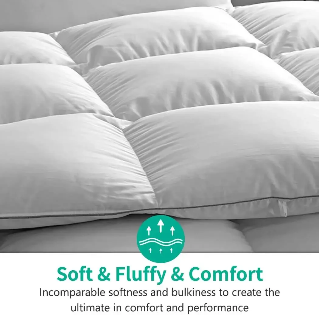 Oversized King Size Heavyweight Feathers Down Comforter for Winter Weather/Sleeper - Ultra-Soft High Fill-Power Hotel Collection