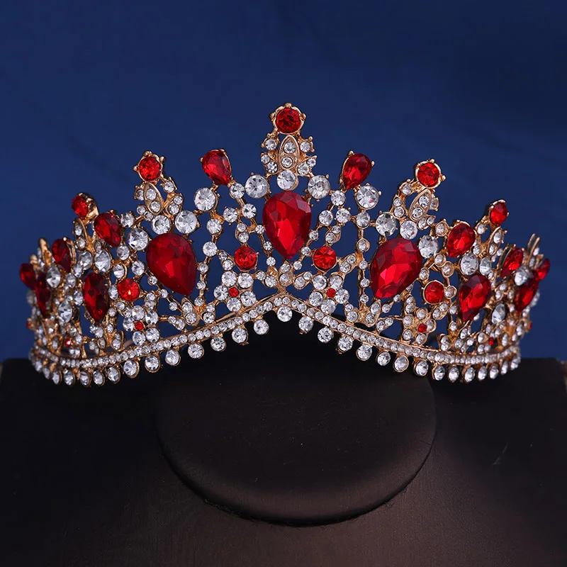 Bridal European Princess Tiara Round Baroque Pageant Crowns Crystal Full Crown King TiarWedding Crown Hair Dress Accessories