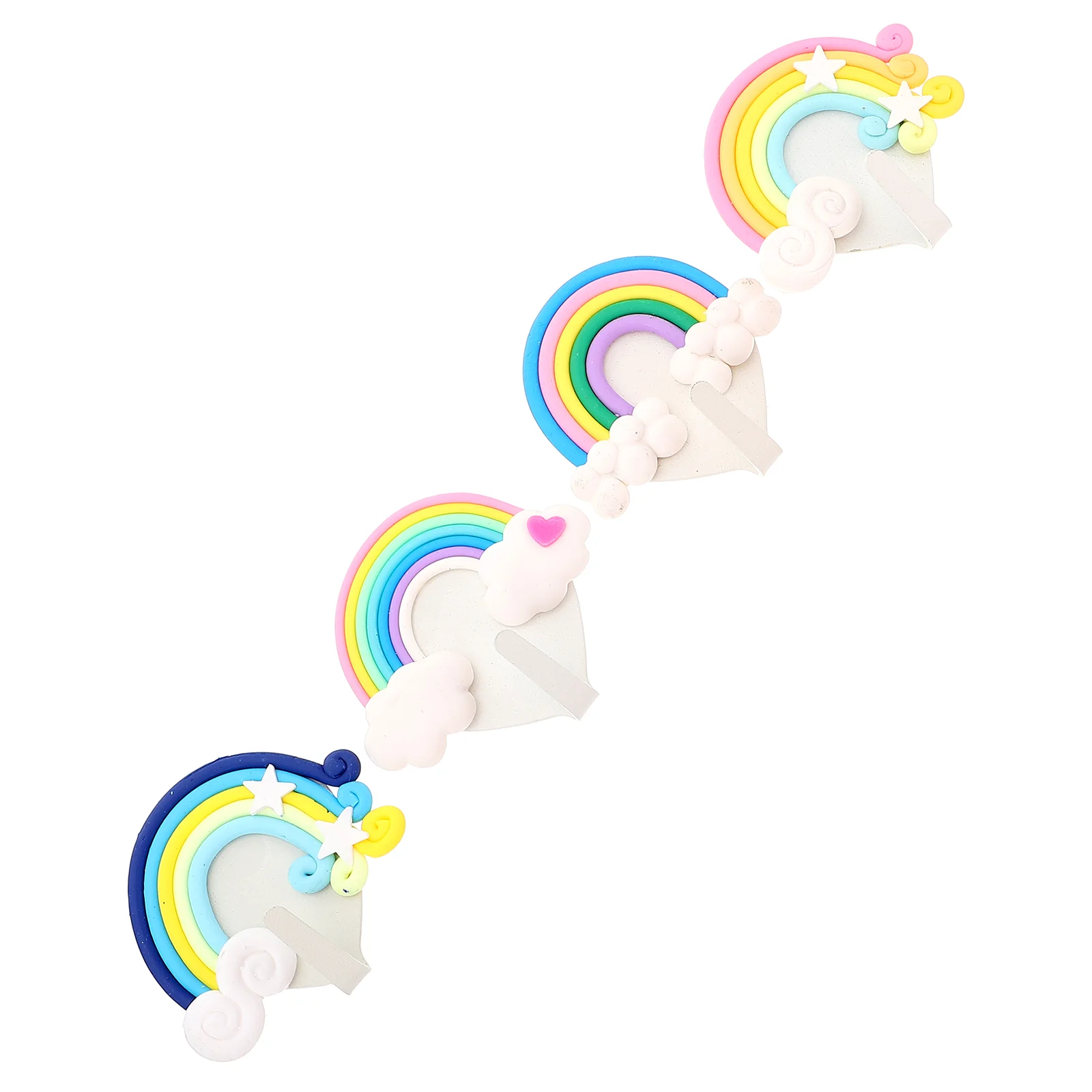 4 Pcs Rainbow Cloud Wall Decor Heart Hook Decorative Coat Sundries Hanger Child Home