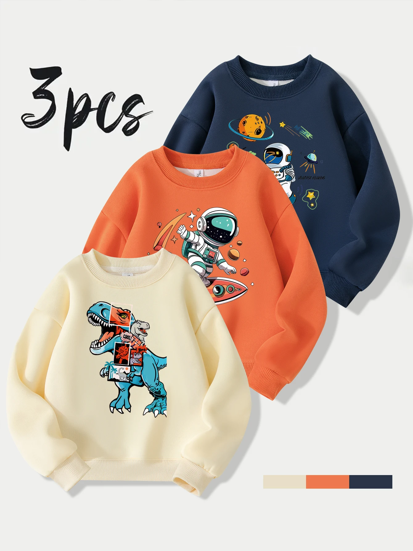 

Boys' sweatshirt, round neck pullover, autumn style, outerwear, children's clothing, children's printed top 3-piece set