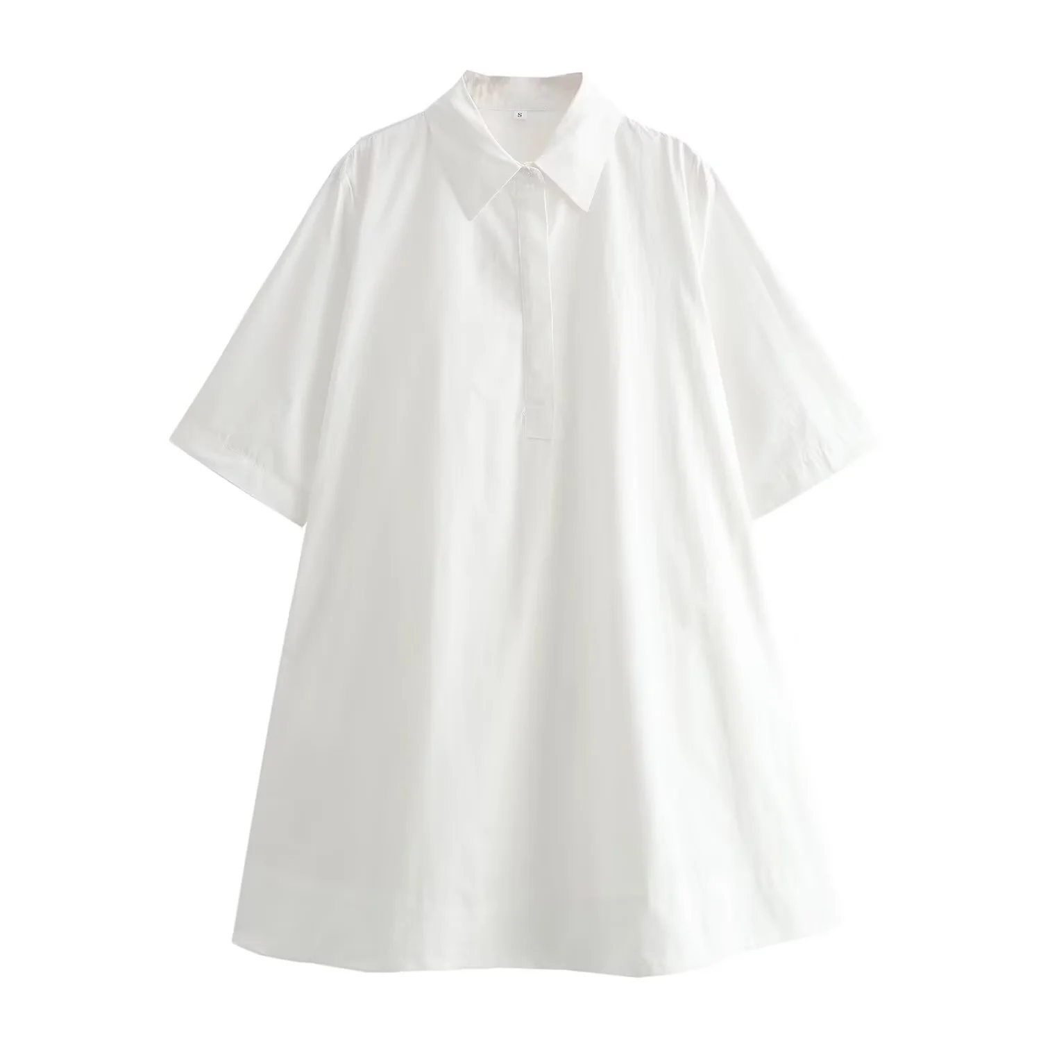 Willshela, moda para mujer, Mini vestido camisero holgado de algodón con brocado, cuello de solapa, manga corta, Vestidos cortos informales elegantes para mujer