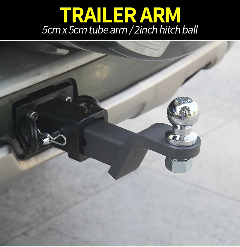 Trailer arm 2inch 6000LBS hitch Ball with Lock pin fixed 5cmx5cm square mouth pipe arm car towing accessories