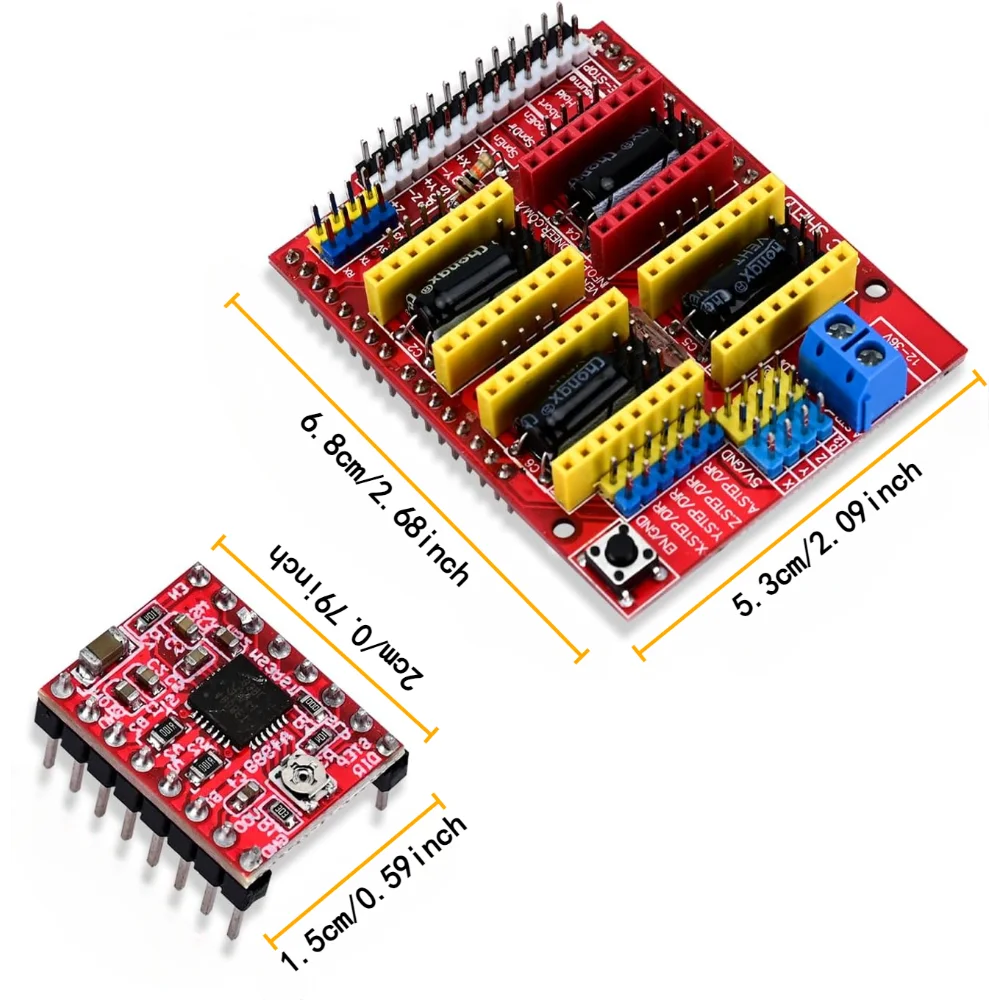Picture 3: Arduino CNC Shield Expansion Board V3.0 with A4988 Stepper Motor Driver for Engraver 3D Printer.For robotics and robotic arm